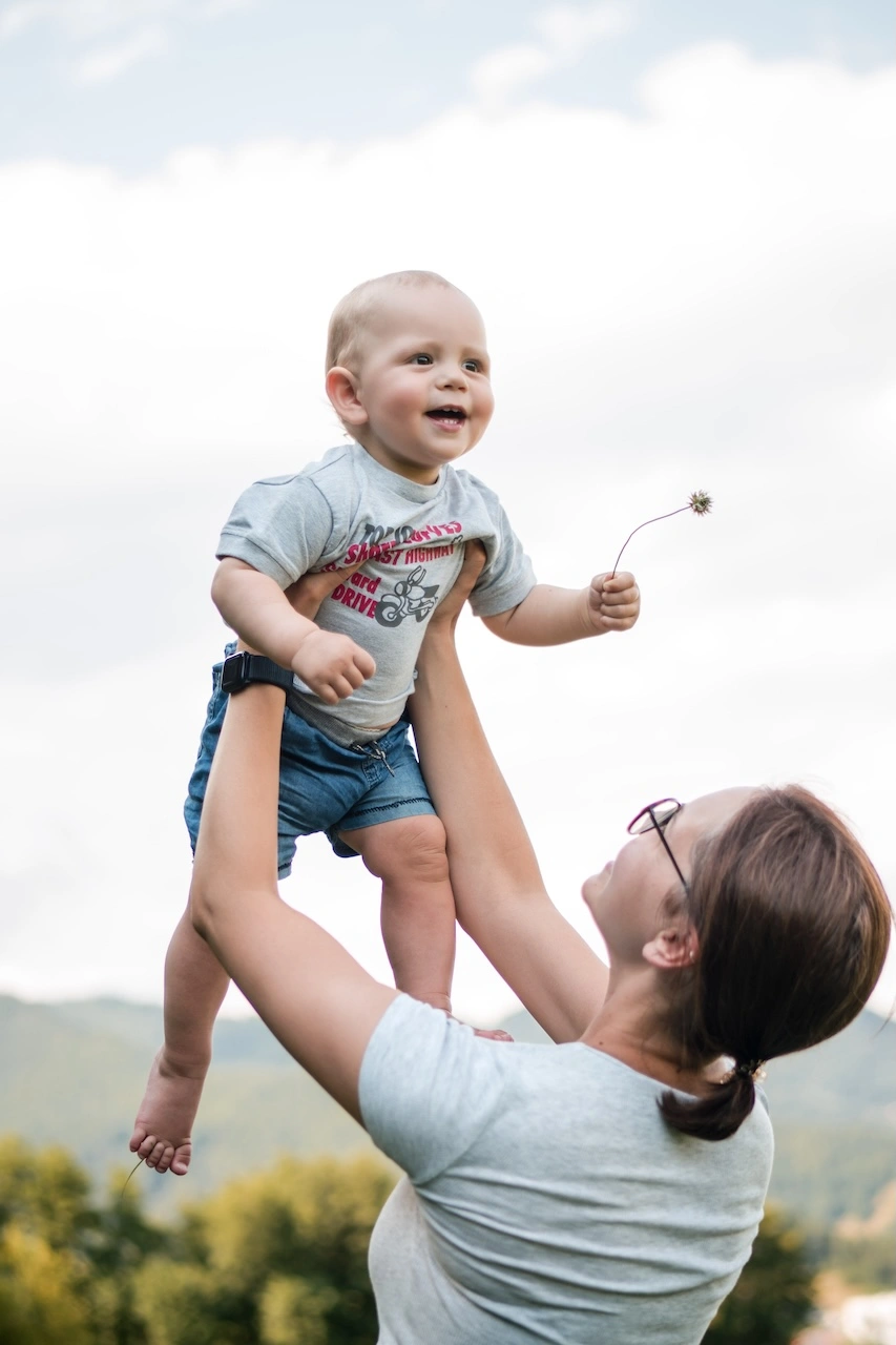 A family with a young baby.